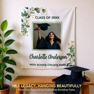 Tapeçaria de Graduação com Foto Floral de Eucalipt