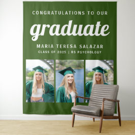 Tapeçaria de Graduação de Três Fotos Minimalista |