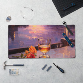 Tapeçaria de mesa com pintura a óleo de vinho e ro
