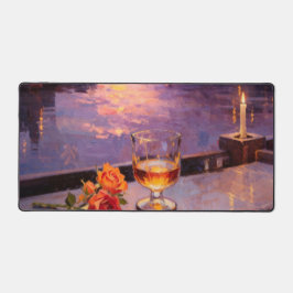 Tapeçaria de mesa com pintura a óleo de vinho e ro