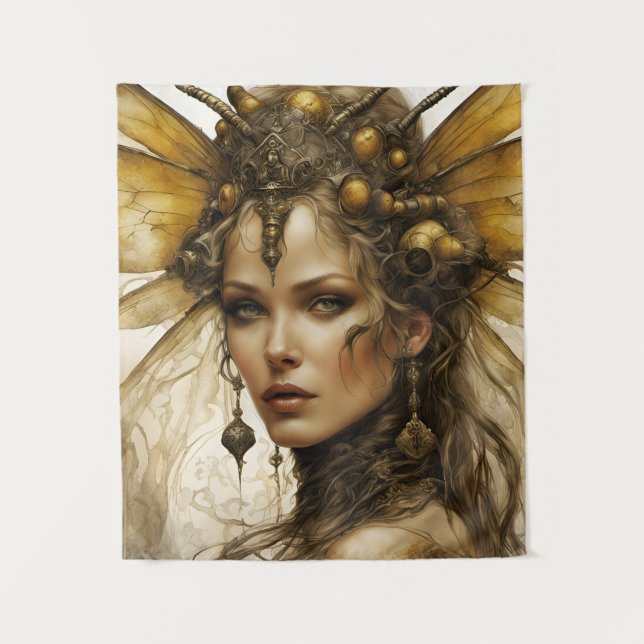 Tapeçaria de Mulher Inseto Abelha Steampunk (Frente)