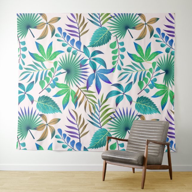Tapeçaria de padrão de folhas tropicais (In Situ (Horizontal))