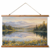 Tapeçaria de Paisagem Pastel Serena – Montanhas, L