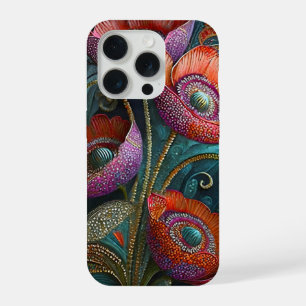 Tapeçaria de Papoula Elegante, Vermelho e Roxo Rea
