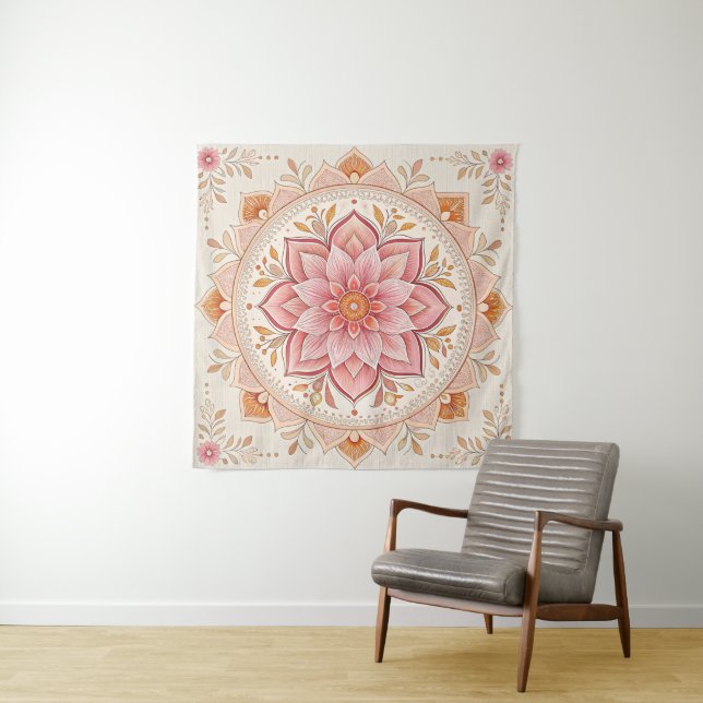 Tapeçaria de Parede Boho Elegante com Design Quadr (In Situ)