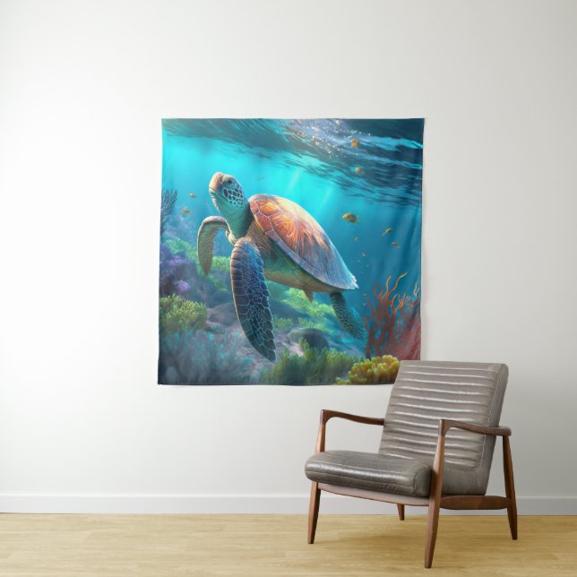 Tapeçaria de Parede com Imagem de Tartaruga Atraen (In Situ)