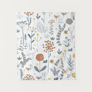 Tapeçaria de Parede Floral Moderna Contorno Minima