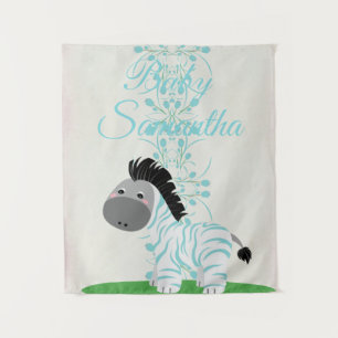 Tapeçaria de Parede Zebra Azul Personalizada