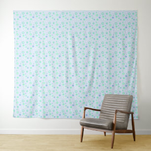 Tapeçaria de Pontos Pastel Azul Verde e Branco