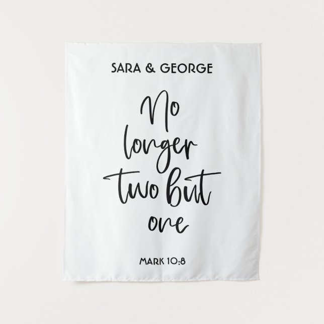 Tapeçaria de Sinal de Casamento 'Não Mais Dois, Ma (Frente)