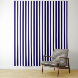 Tapeçaria Decorativa Listra Azul Escuro e Branco