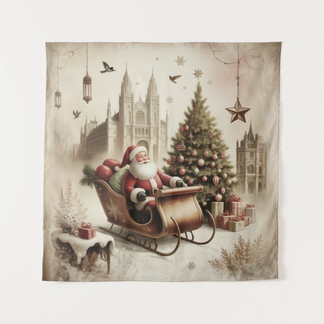 Tapeçaria do Papai Noel Vintage (Frente)