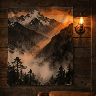 Tapeçaria do Pôr do Sol na Montanha | Arte com Tin