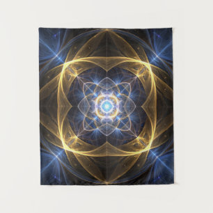 Tapeçaria Dourada Azul com Energia Fractal