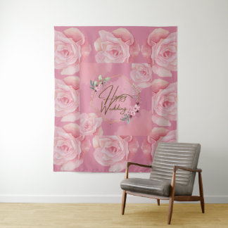 Tapeçaria Floral Elegante "Feliz Casamento" – Gran