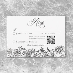 Tapeçaria Floral Preto e Branco Vintage Resposta p