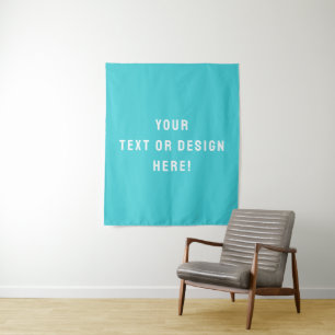 Tapeçaria Média Personalizada - Azul-Ciano e Perso