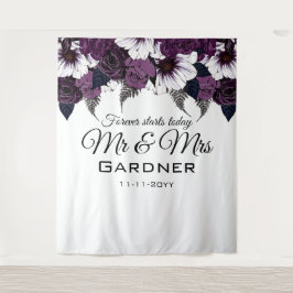 Tapeçaria Moderna de Casamento com Flores em Tonal