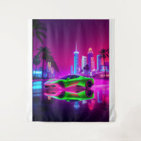 Tapeçaria Neon Racer - Esportes Retro-Futuros dos 