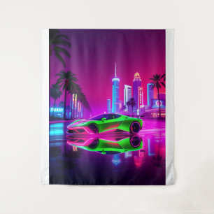 Tapeçaria Neon Racer - Esportes Retro-Futuros dos