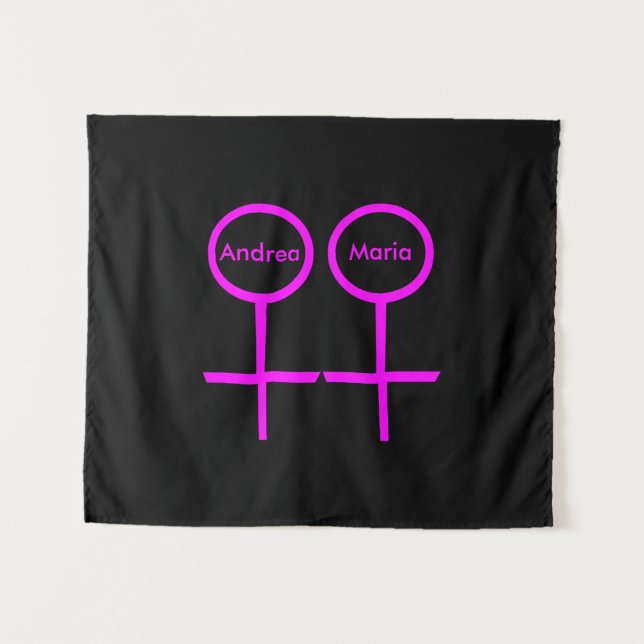 Tapeçaria Personalizada para Amantes Lésbicas (Frente (Horizontal))
