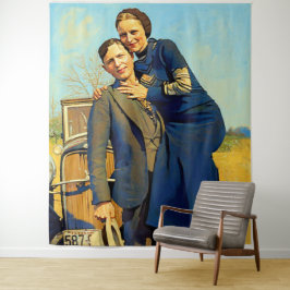 Tapeçaria Pintura Falsa Bonnie Parker Clyde Barrow
