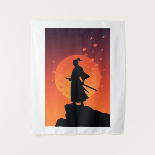 Tapeçaria Pôr do Sol Samurai – Arte de Parede Mini (Frente)