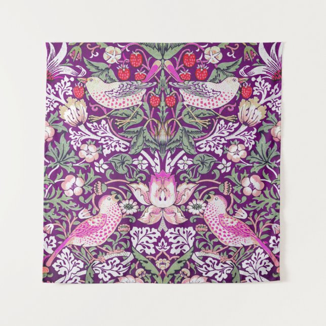 Tapeçaria Purple William Morris Strawberry Thief   (Frente)