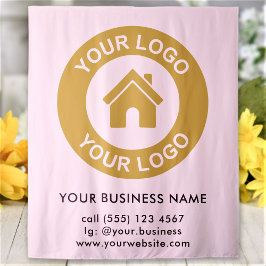 Tapeçaria Rosa de Evento Empresarial com Logotipo