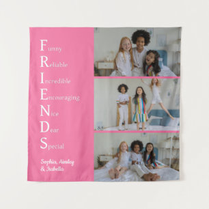 Tapeçaria Rosa FRIENDS com Foto Personalizada