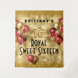 Tapeçaria Royal Sweet 16 Balões Brilhantes Dourado