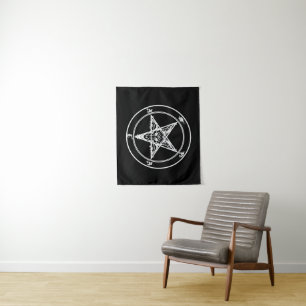 Tapeçaria Satanista Preta e Branca para Altar