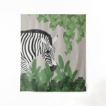 Tapeçaria Zebra entre Folhas