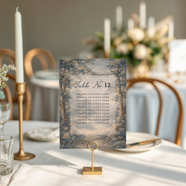 Tapestry Blue Toile wedding table seating chart (Criador carregado)
