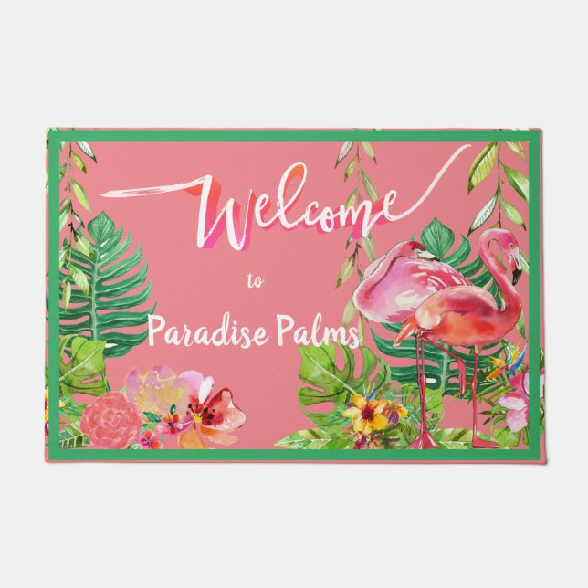 Tapete 2 Flamingo Paradise Beach House Doormat (Frente)