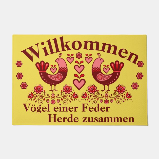Tapete 2 Folk Vögel einer Feder, Willkommen, rot (Frente)