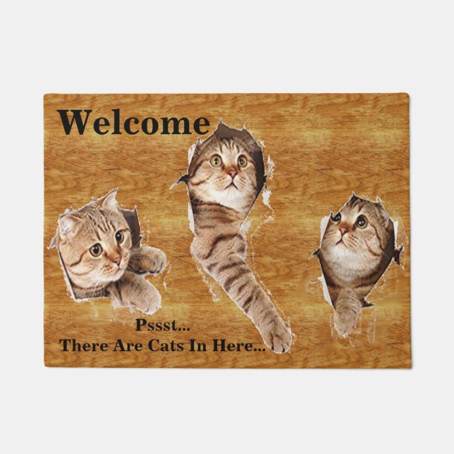 Tapete 3 gatinhos felinos do gato do gatinho que rasgam (Frente)