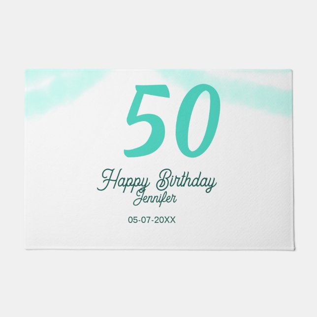 Tapete 50th birthday add name date year green pastel bold (Frente)