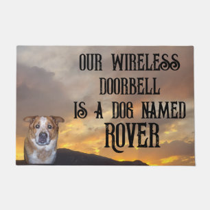 Tapete A campainha é Dog Photo and Name Sunset Ouro