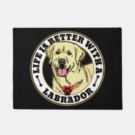 Tapete A Vida É Melhor Com Um Labrador - Branco