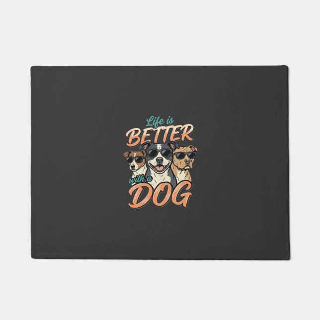 Tapete A Vida é Melhor Com Vetor de Cachorro (Frente)