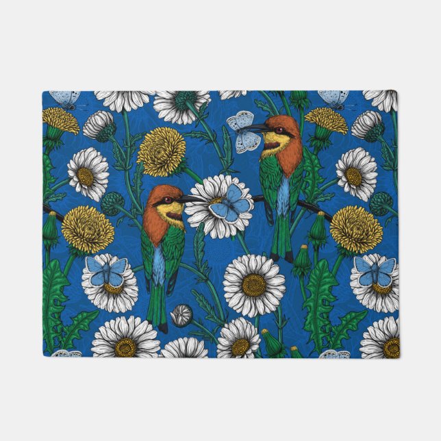 Tapete Abelhas comem em azul (Frente)