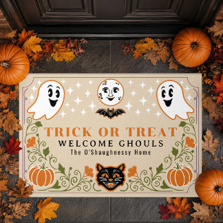 Tapete Abóbora de Gato Fantasma Vintage Halloween