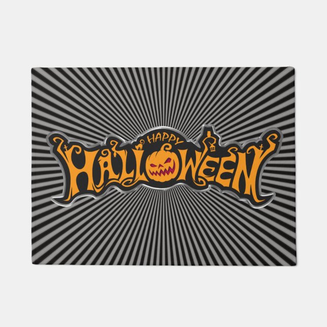 Tapete Abóbora de Olhos Rubis Feliz Halloween em Moldura  (Frente)