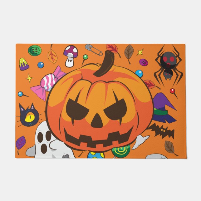 Tapete Abóbora e Fantasma Fofo de Halloween (Frente)