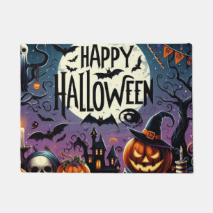 Tapete Abóboras da Noite de Halloween, Caveiras e Casa As