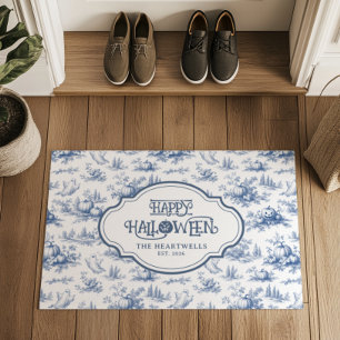 Tapete Abóboras de Halloween Padrão Toile Azul Nome Ano