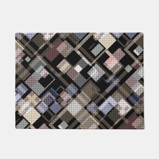 Tapete Abstrato, bege, preto, xadrez (Frente)