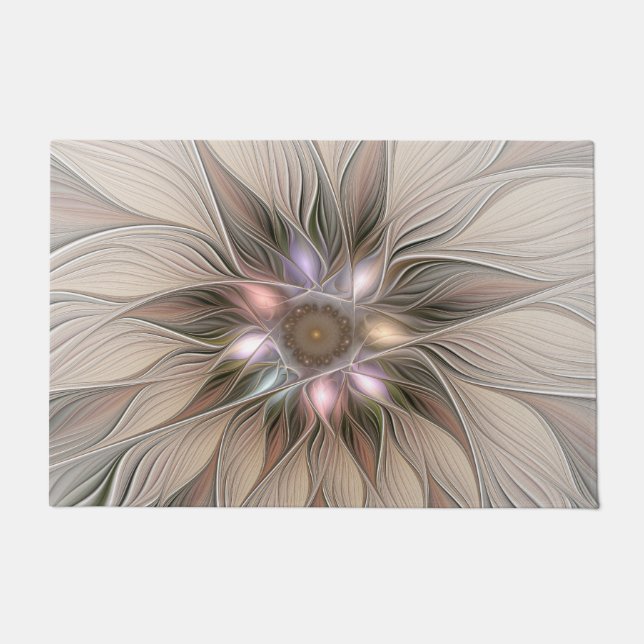 Tapete Abstrato Beige Brown Floral Fractal de Flor Joyful (Frente)