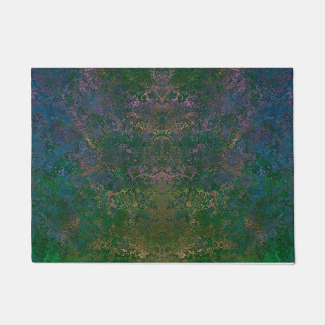 Tapete Abstrato de Tinta Verde Escura e Azul (Frente)